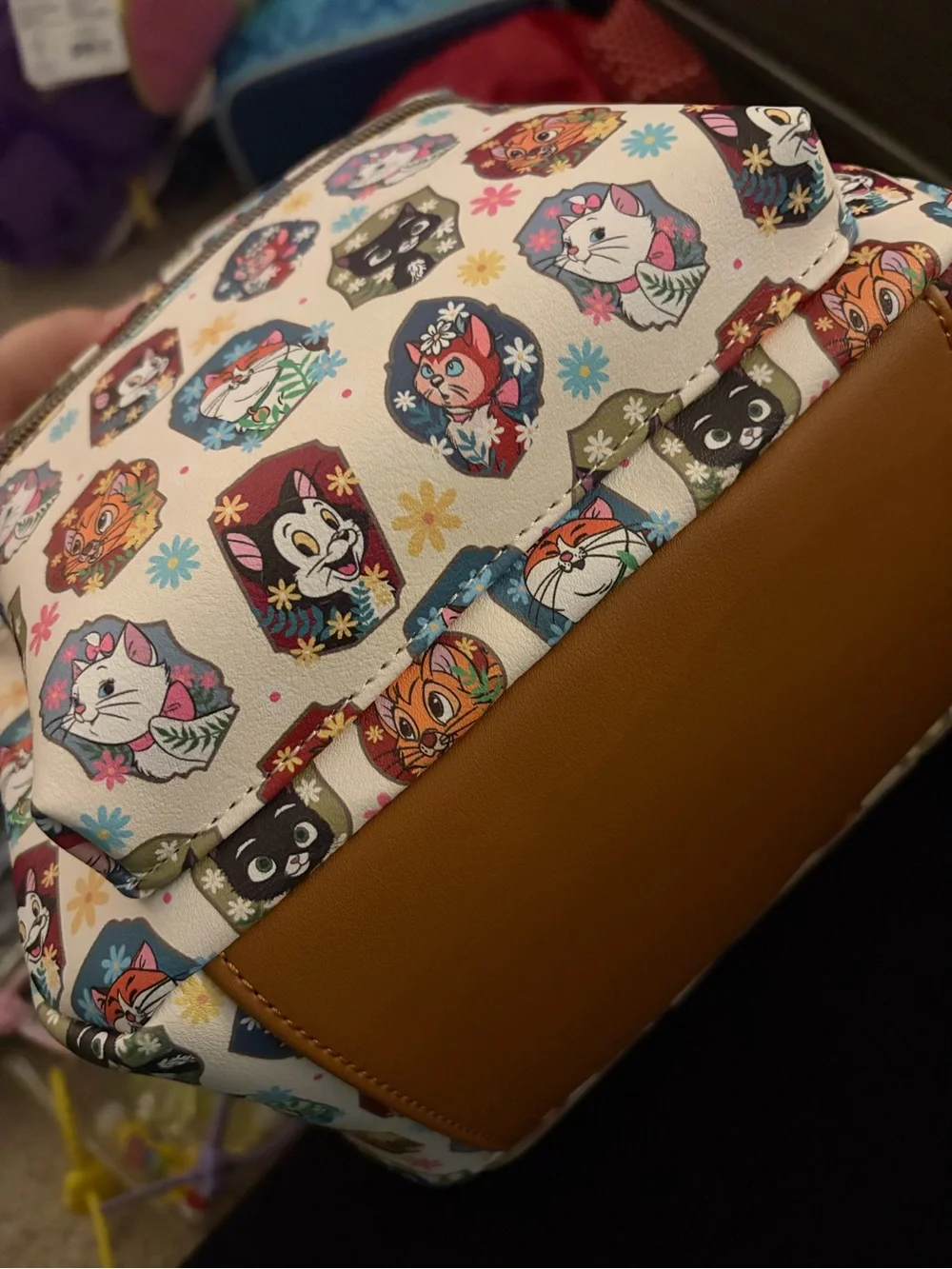 Loungefly Disney Floral Cats Cream Mini Backpack - Picture 3 of 3